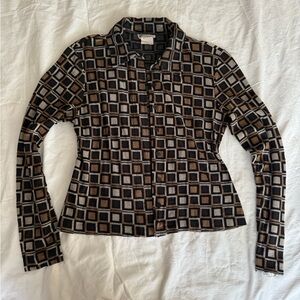 LA Movers Black and Brown Geometric Button Down Shirt